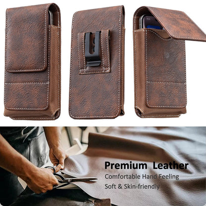 Waist Belt Cell Phone Pouch 📱 Multi-Pocket Leather Phone Case with Card Holder