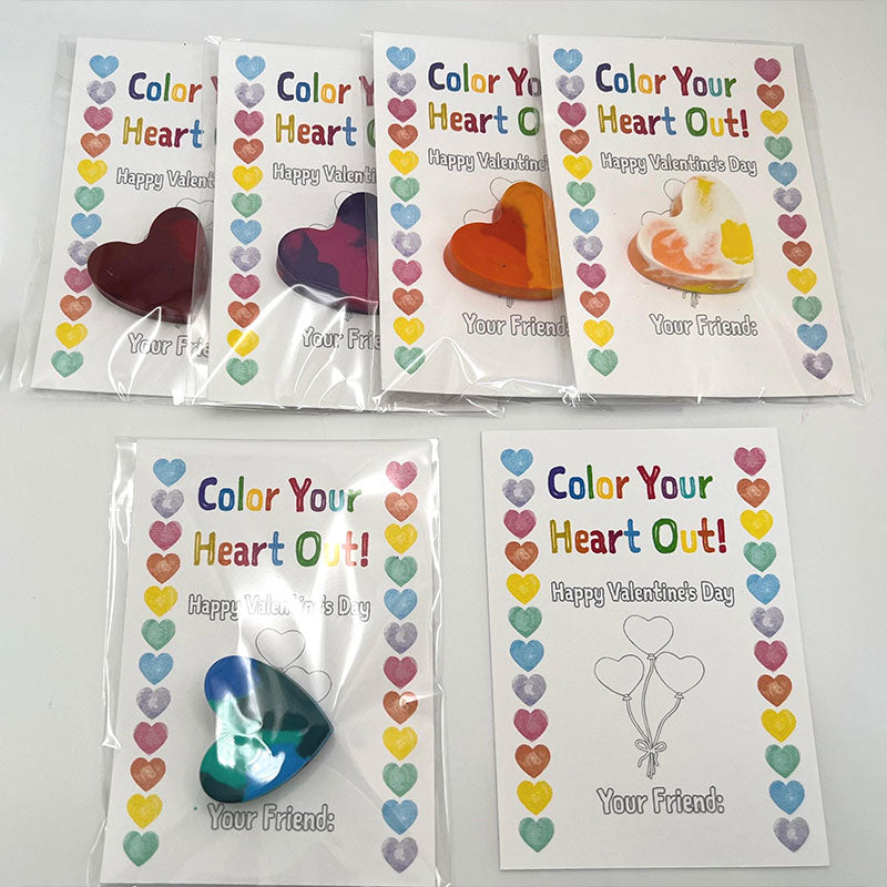 Heart crayon Valentines Cards