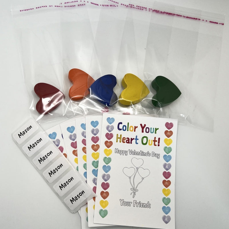 Heart crayon Valentines Cards
