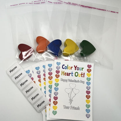 Heart crayon Valentines Cards