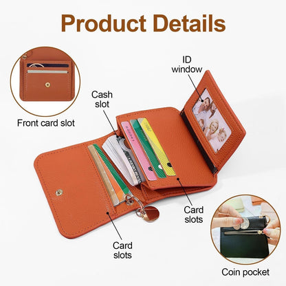 RFID Short Wallets for Women – Fashionable Card Holder with Key Ring & Coin Purse