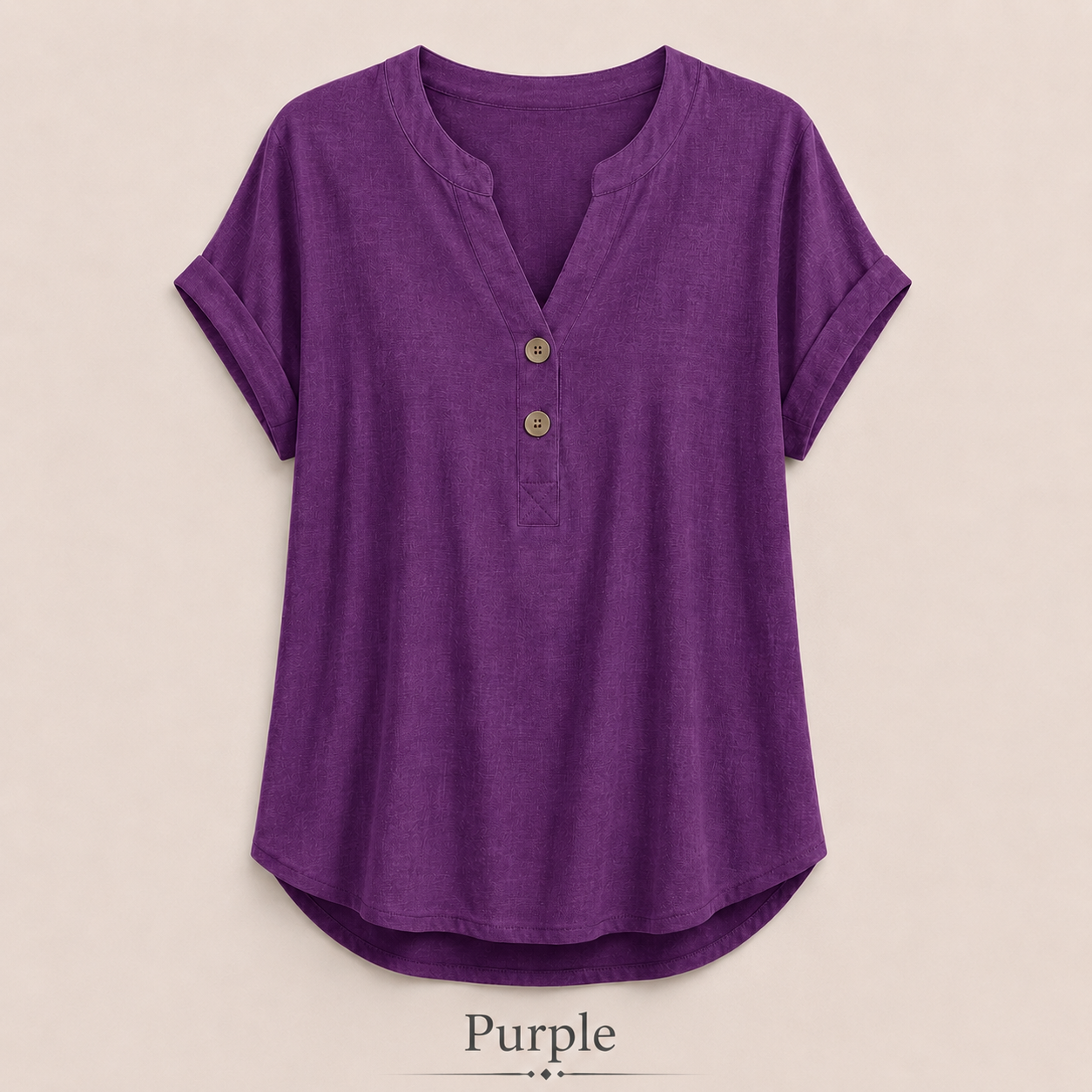 2026 Hot Style Women’s V-Neck Henley Top – Casual Loose Short Sleeve Dressy Blouse & Basic Tee