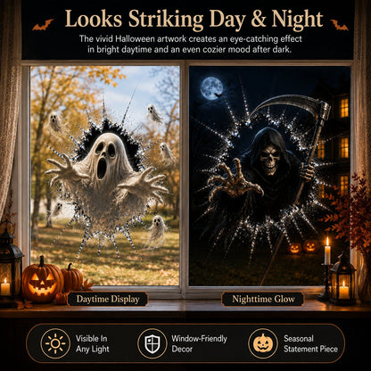 3D Crack Glass Spooky Decorations for a Haunted Halloween Scene