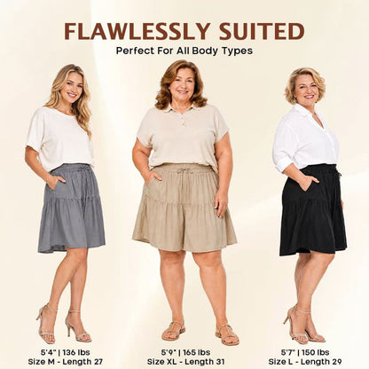 BloomEase™ - Flowy Skort Shorts with Built-In Shorts & Pockets