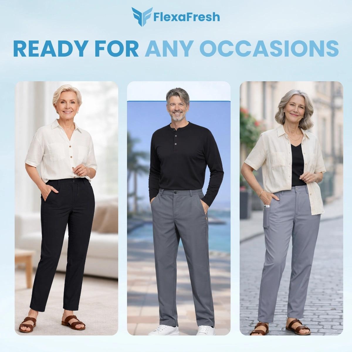 FlexaFresh - Unisex's Ultra Stretch Ice Silk Comfort Casual Pants - FREE SHIPPING