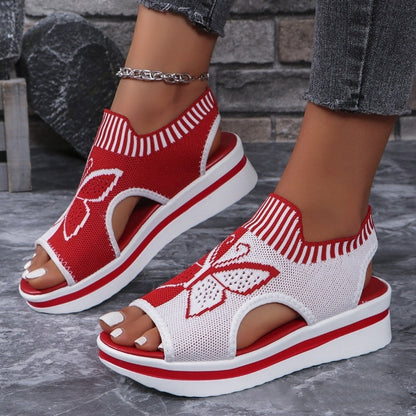 Women's Breathable Knit Platform Wedge Sandals with Arch Support
