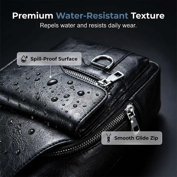 Men's Retro Waterproof Faux Leather Sling Chest Bag – Water-Resistant, Intelligent Storage & Ergonomic Comfort