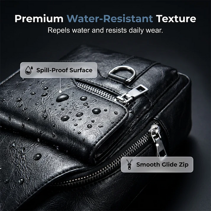 Men's Retro Waterproof Faux Leather Sling Chest Bag – Water-Resistant, Intelligent Storage & Ergonomic Comfort
