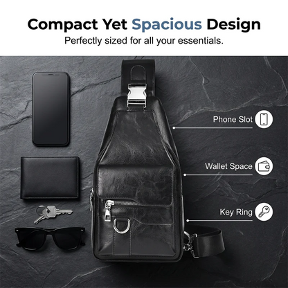 Men's Retro Waterproof Faux Leather Sling Chest Bag – Water-Resistant, Intelligent Storage & Ergonomic Comfort