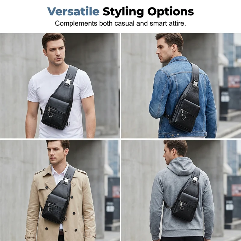 Men's Retro Waterproof Faux Leather Sling Chest Bag – Water-Resistant, Intelligent Storage & Ergonomic Comfort