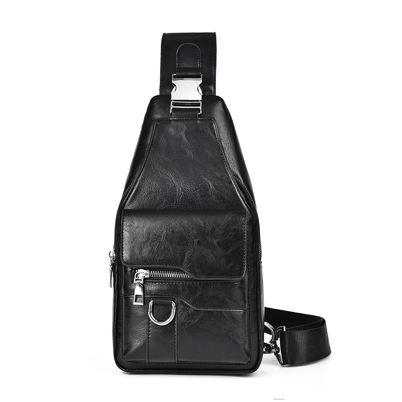 Men's Retro Waterproof Faux Leather Sling Chest Bag – Water-Resistant, Intelligent Storage & Ergonomic Comfort