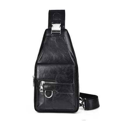 Men's Retro Waterproof Faux Leather Sling Chest Bag – Water-Resistant, Intelligent Storage & Ergonomic Comfort