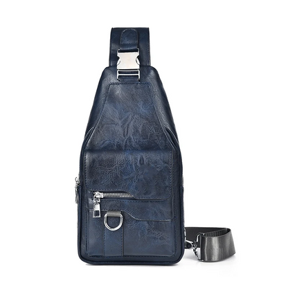 Men's Retro Waterproof Faux Leather Sling Chest Bag – Water-Resistant, Intelligent Storage & Ergonomic Comfort