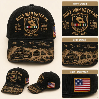 Desert Storm Veteran Commemorative Cap – Gulf War Desert Shield Veteran Hat