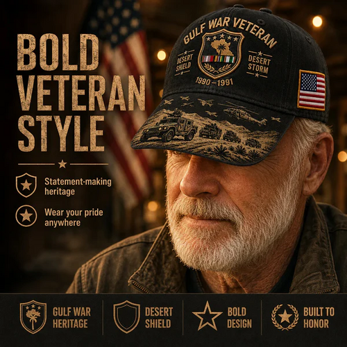 Desert Storm Veteran Commemorative Cap – Gulf War Desert Shield Veteran Hat