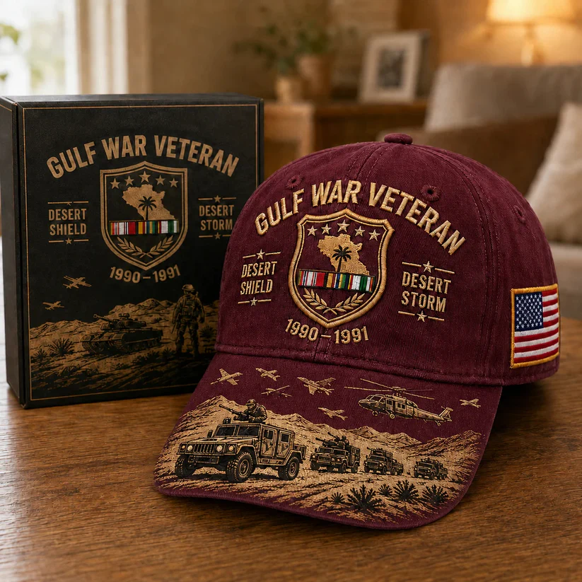 Desert Storm Veteran Commemorative Cap – Gulf War Desert Shield Veteran Hat