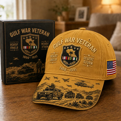 Desert Storm Veteran Commemorative Cap – Gulf War Desert Shield Veteran Hat