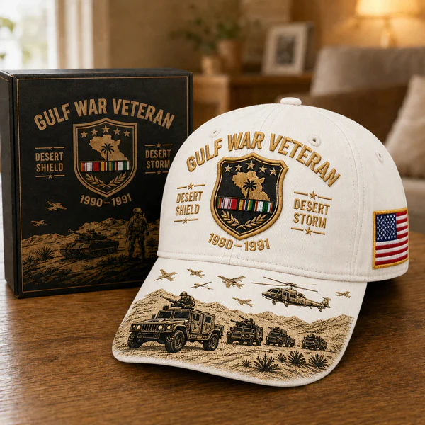 Desert Storm Veteran Commemorative Cap – Gulf War Desert Shield Veteran Hat