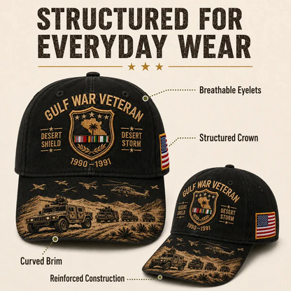Desert Storm Veteran Commemorative Cap – Gulf War Desert Shield Veteran Hat