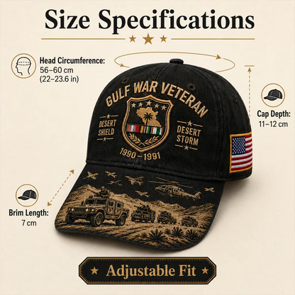 Desert Storm Veteran Commemorative Cap – Gulf War Desert Shield Veteran Hat